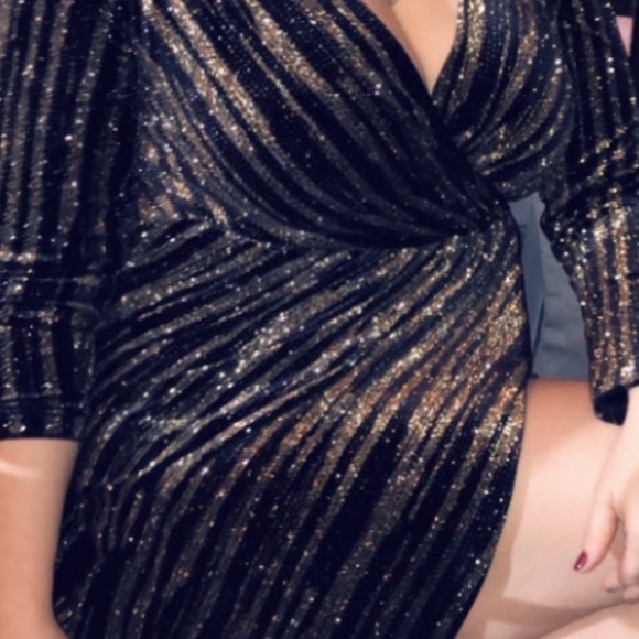 Calvin Klein gold and black long sleeve dress - Picture 3 of 8